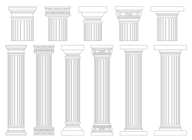 Vettore colonne antiche disegno vettoriale illustrazione isolato su sfondo
