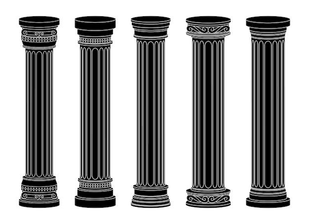 Ancient columns vector design illustration isolated on background