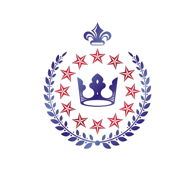 Эмблема древней короны. элемент геральдического векторного дизайна. этикетка в стиле ретро, логотип геральдики. античный логотип, изолированные на белом фоне.