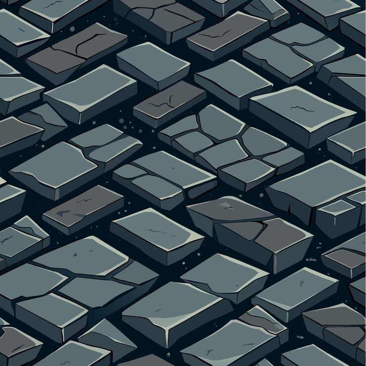 Vector ancient dark granite stone floor pattern as background in italy