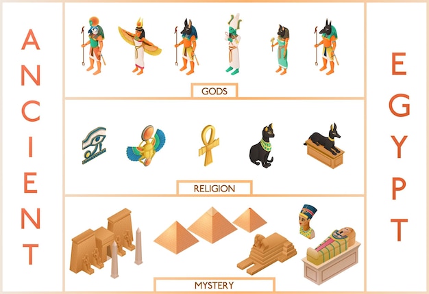 Vector ancient egypt isometric icons