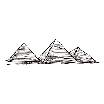 Premium Vector | Ancient egypt pharaoh pyramid landmarks sketch