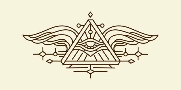 Vector ancient egypt vintage art hipster line art illustration vector with eye of horus with sacred scarab