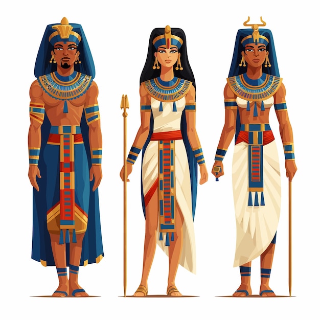 Vector ancient_egyptian_men_and_woman_wearing