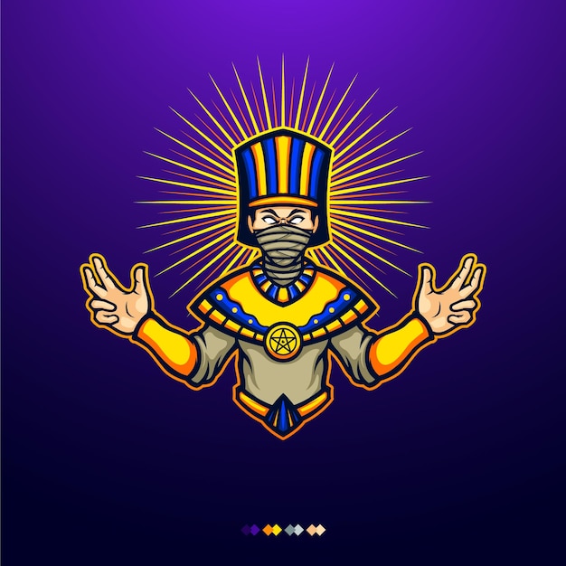 Illustrazione della mascotte del faraone egiziano antico