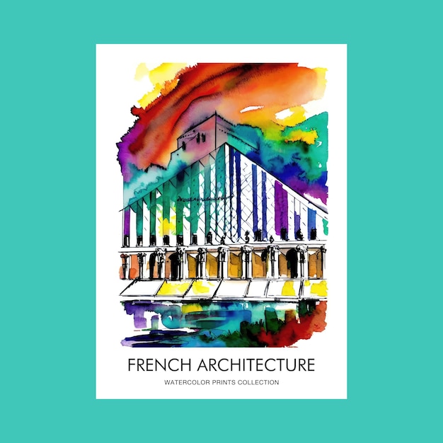 Ancient French Architecture Vector Poster Print