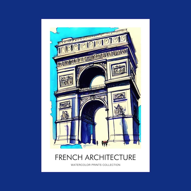 Ancient French Architecture Vector Poster Print