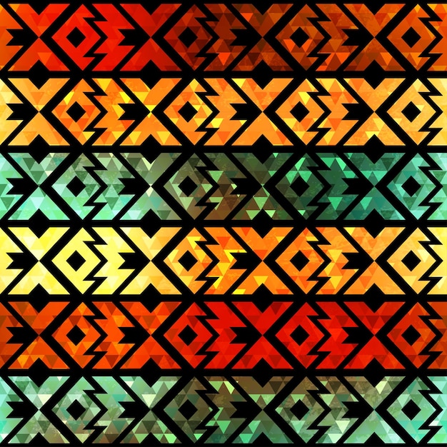 Ancient geometric seamless pattern with grunge effect