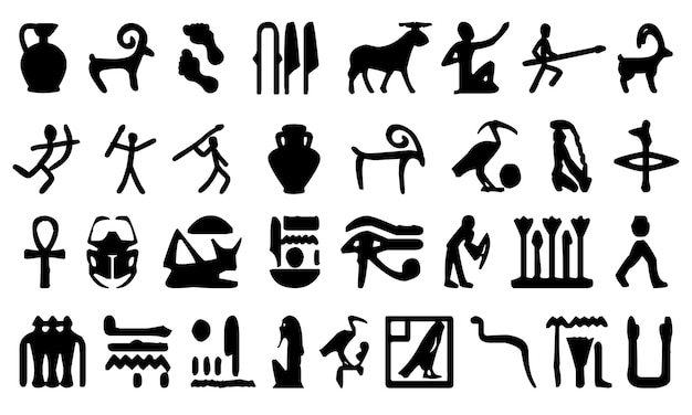 Vector ancient glyph bundle ancient icon collection