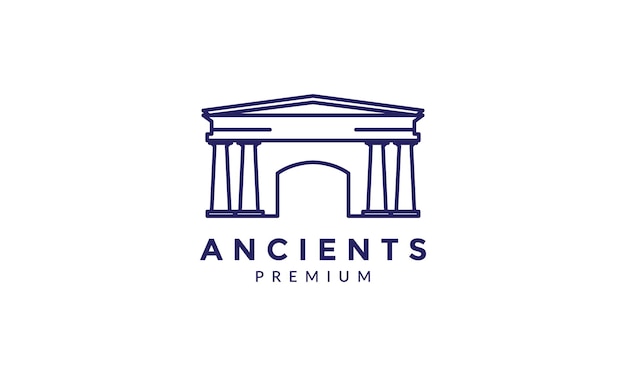 Vector ancient  greece building line outline logo vector icon illustration