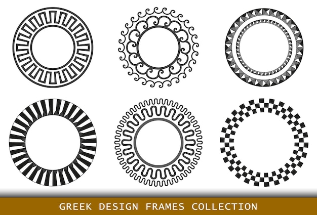 Vettore modelli di cornici nere greche antiche insieme di bordi antichi dalla grecia