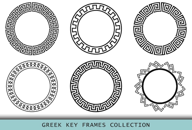 Vector ancient greek black frames patterns set of antique borders from greece