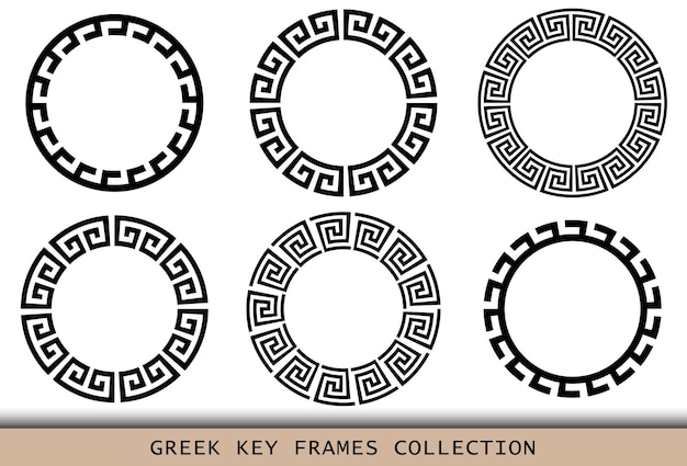 Ancient Greek black frames patterns set of antique borders from Greece