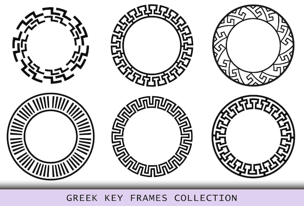 Ancient Greek black frames patterns set of antique borders from Greece