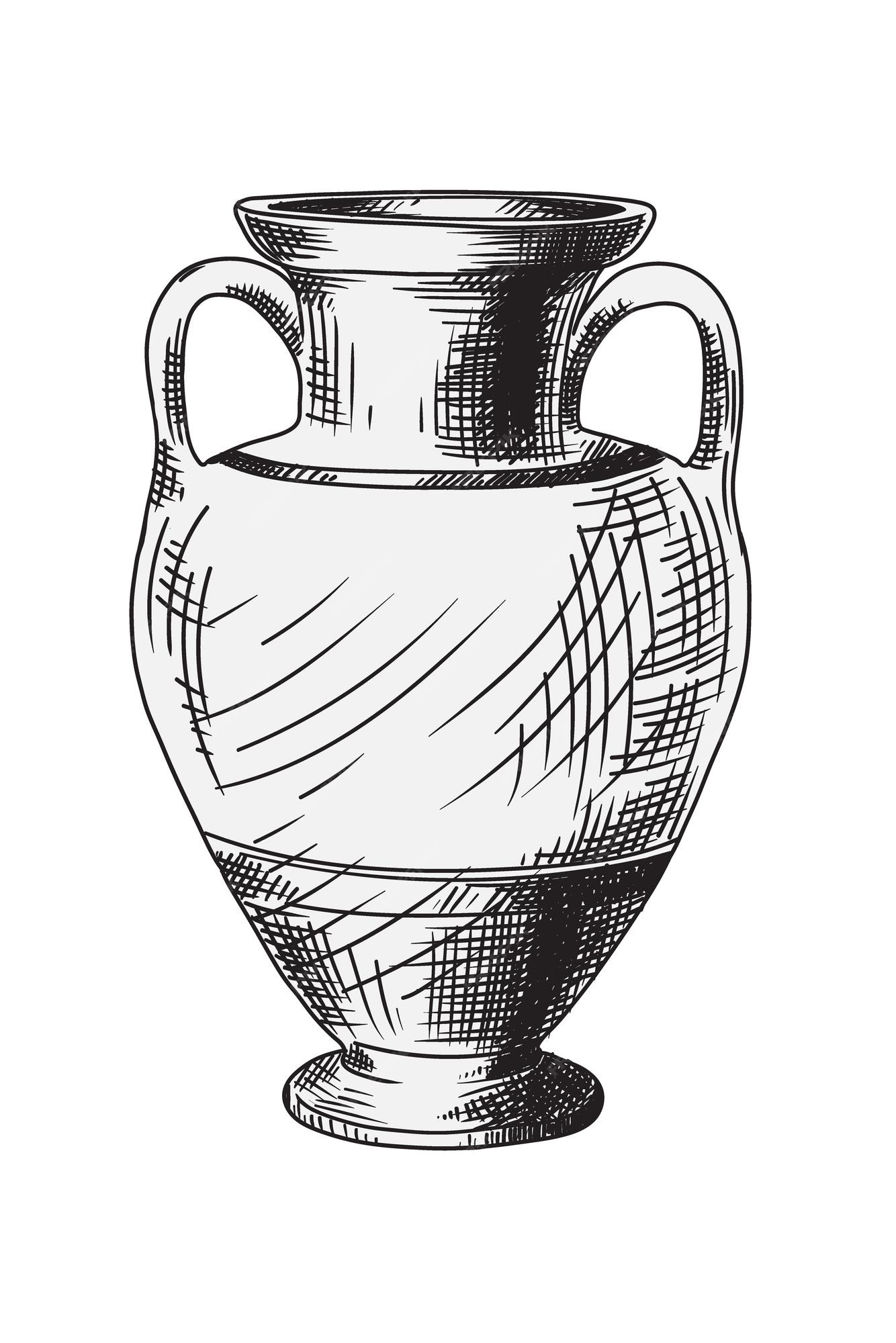 Premium Vector Ancient greek clay vase, line drawing isolated on