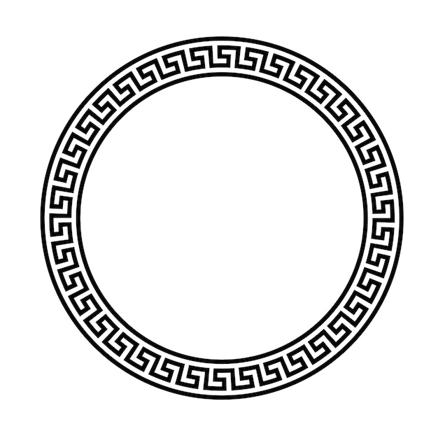 Vector ancient greek key black frame pattern round antique border from greece