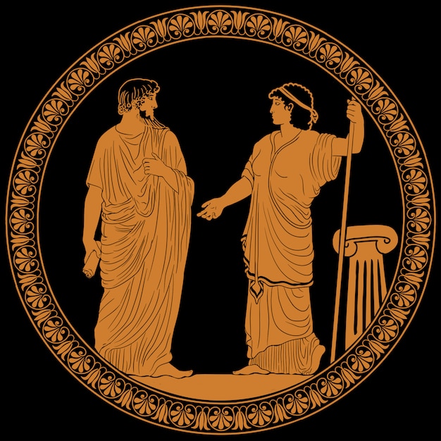 Vector ancient greek man and woman.