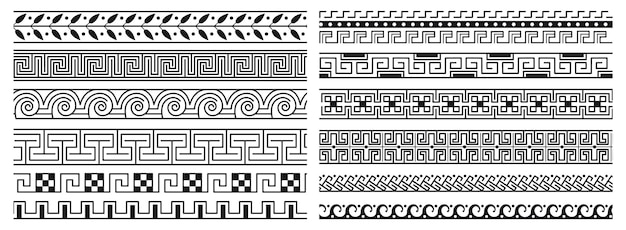 Vector ancient greek ornaments seamless pattern greece neoclassical architecture frame border repeat design architectural roman mediterranean vector decor of greek seamless ancient pattern illustration