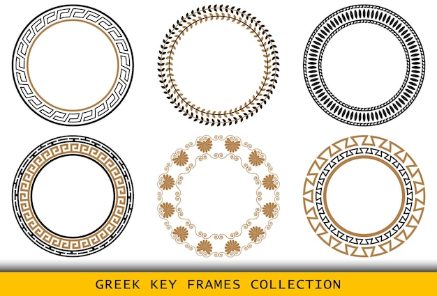 Vector ancient greek round frames patterns, set of antique borders from greece