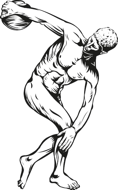 고 대 그리스 조각 Discobolus 벡터 일러스트 레이 션