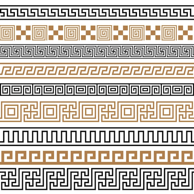 Ancient greek seamless borders and frames pattern set from greece