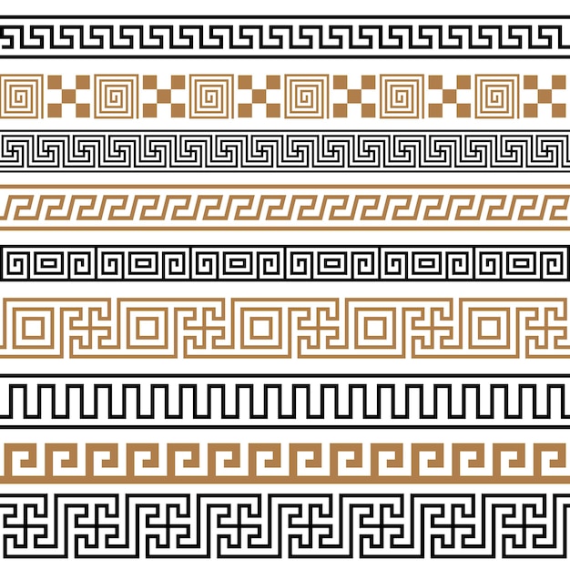 Ancient greek seamless borders and frames pattern set from greece