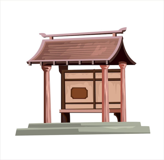 Vector ancient japan culture objects japanese japanese alcove canopy small architectural form stopping placejapan vector set collection