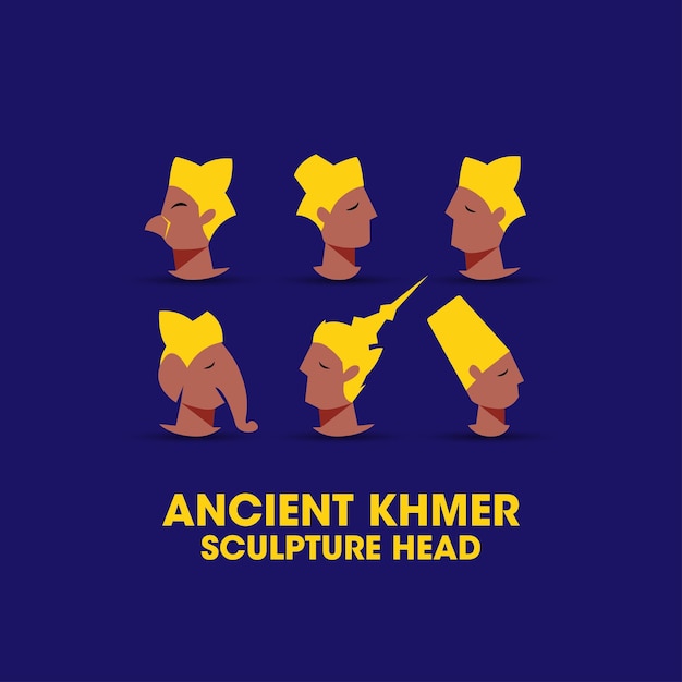 Ancient Khmer Sculpture Heads