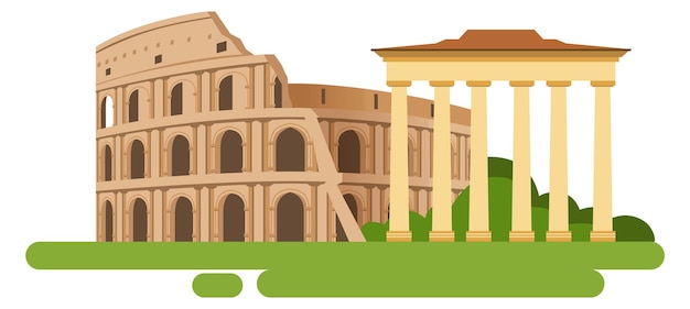 Vector ancient landmark icon old historical column architecture