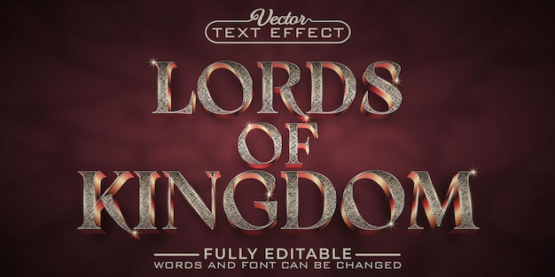 Vector ancient lords of kingdom vector editable text effect template