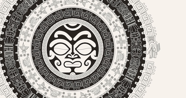 Вектор Древняя цивилизация майя старая школа коллекция татуировок майя ацтеки инки
