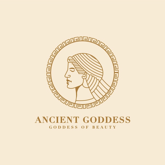 Ancient monoline aphrodite greek goddess of beauty and love face logo for spa salon yoga brand