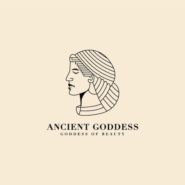 Древняя монолиния афродита, греческая богиня красоты и любви, лицо, логотип для спа-салона, йога-бренда