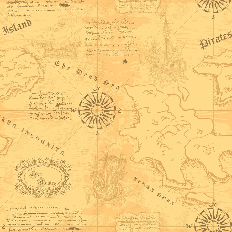 ancient nautical chart of sea routes of medieval ships