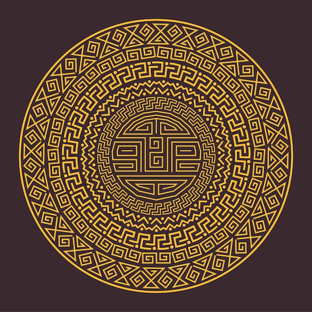 Ancient ornamental round ethnic pattern of the mayans, aztecs or other peoples