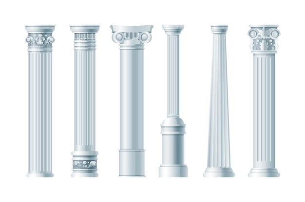 Ancient ornate pillars historic roman greek architecture facades of historic building