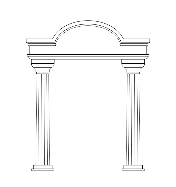 Ancient pediment line concept greek and old rome architecture and marble columns architecture and