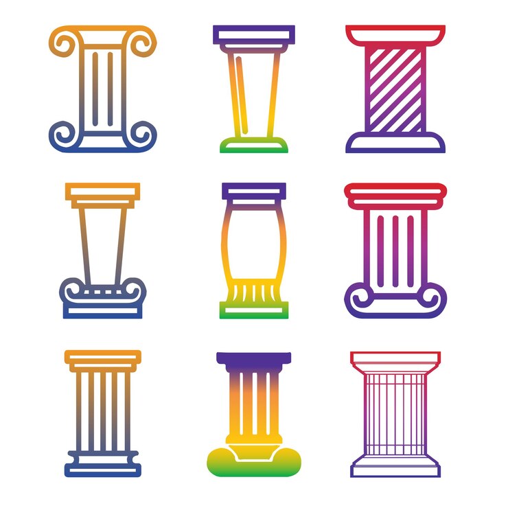 Vector ancient pillar and pole icon collection