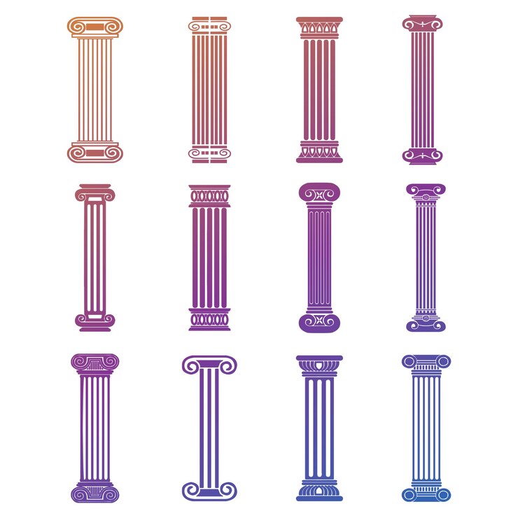 Vector ancient pillar and pole icon collection