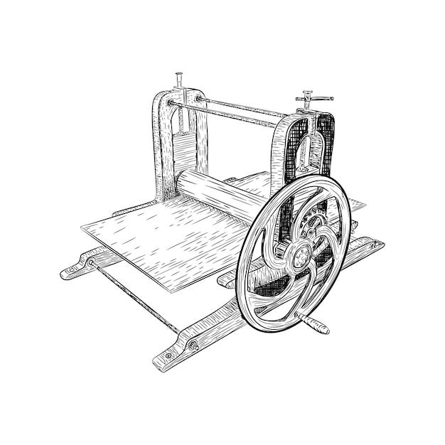 Ancient printing press machine