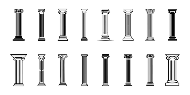 Ancient roman columns set vector design