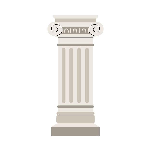 Ancient roman or greek column element flat vector illustration isolated