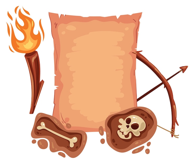 Vector ancient scroll artifact archeology museum papyrus abstract concept design element