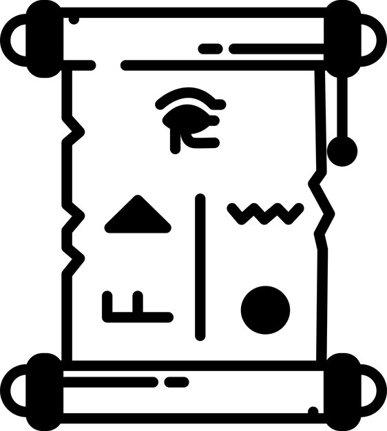 ancient scroll glyph and line vector illustration