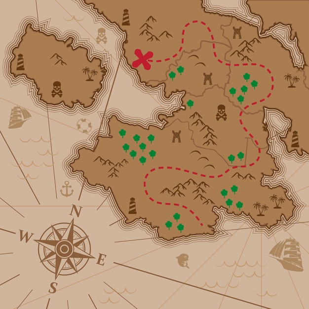 ベクトル 古代の宝の地図
