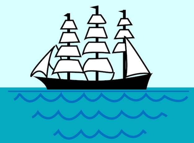 Ancient viking scandinavian draccar norman ship sailing vector illustration on a white background