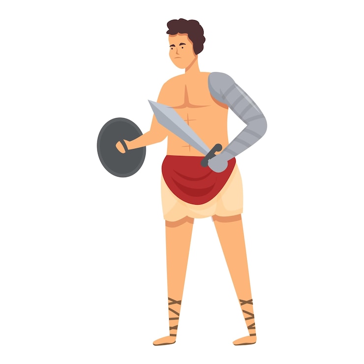 Vector ancient warrior icon cartoon vector hall battle temple