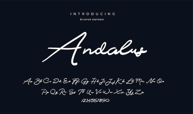 Andalus handtekening lettertype script geborsteld alfabet