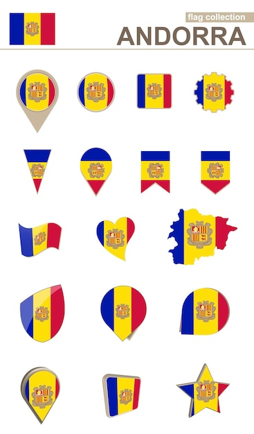 Andorra Flag Collection Big set for design