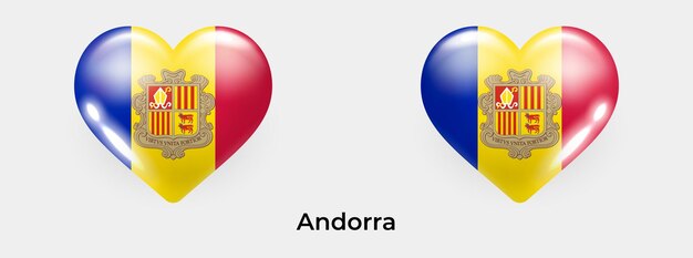 Andorra flag glossy realistic heart icon vector illustration